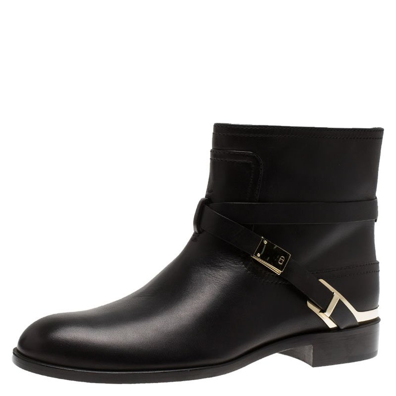 Pre Owned Dior Black Leather Ride Low Ankle Boots Size 39