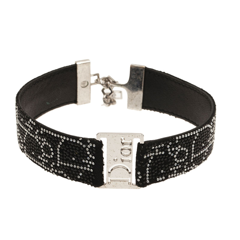 dior leather choker