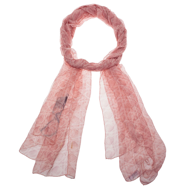 Dior Pink Cannage Print Silk Stole 