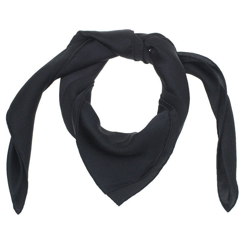 Dior Black Silk Logo Square Scarf 