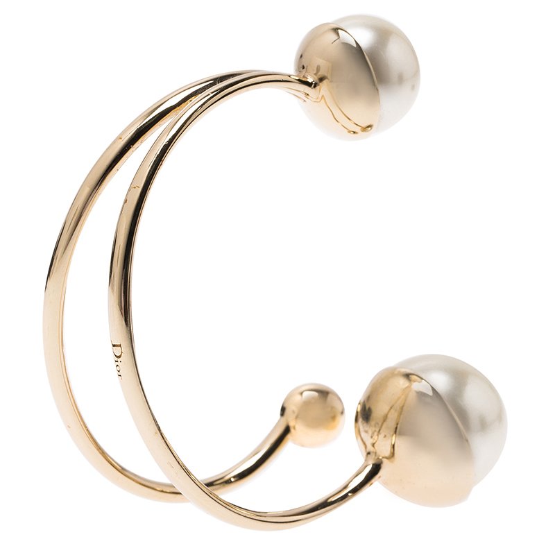 Pre Owned Dior Ultra Dior Faux Pearl Gold Tone Bracelet