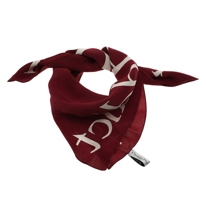 Dior Red Addict Printed Silk Square Scarf