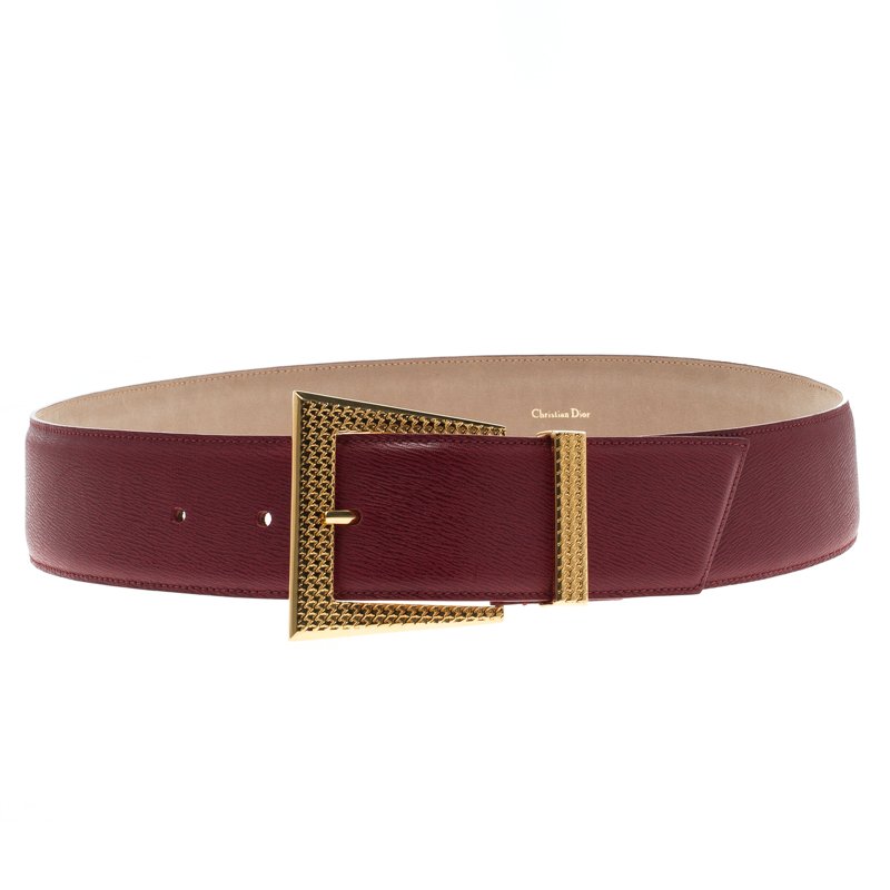 مملوكة مسبقًا حزام ديور جلد مزخرف أحمر 85 سم