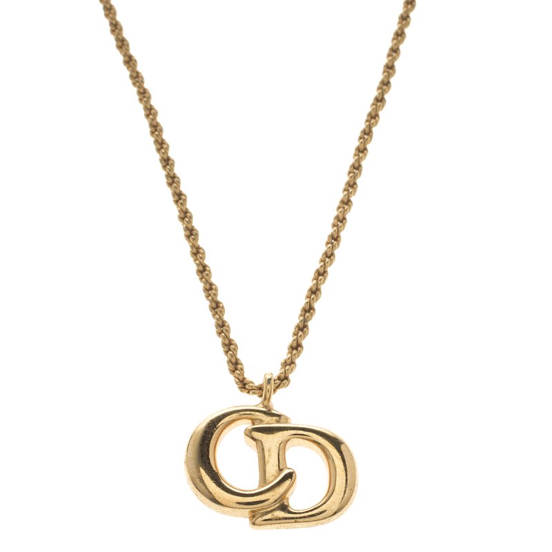 Dior Gold-tone Logo Pendant Necklace
