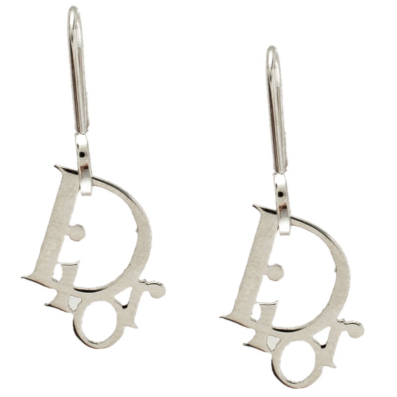 Dior Silver-tone Logo Hoop Earrings 