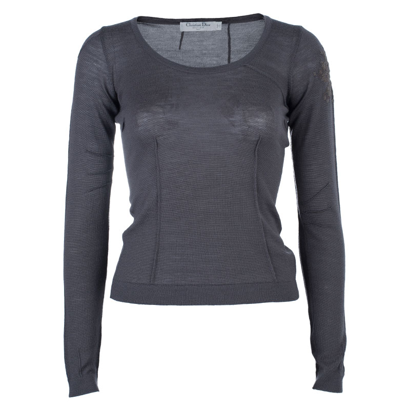 Dior Grey Taupe Wool Top S
