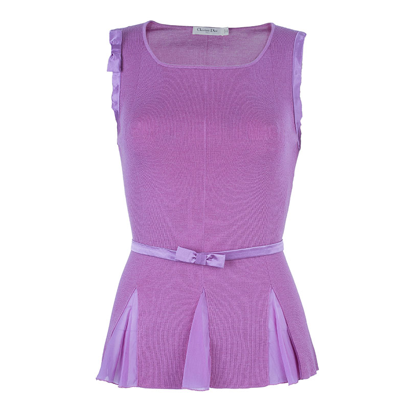 Pre Owned Dior Pink Sleeveles Knit Top S