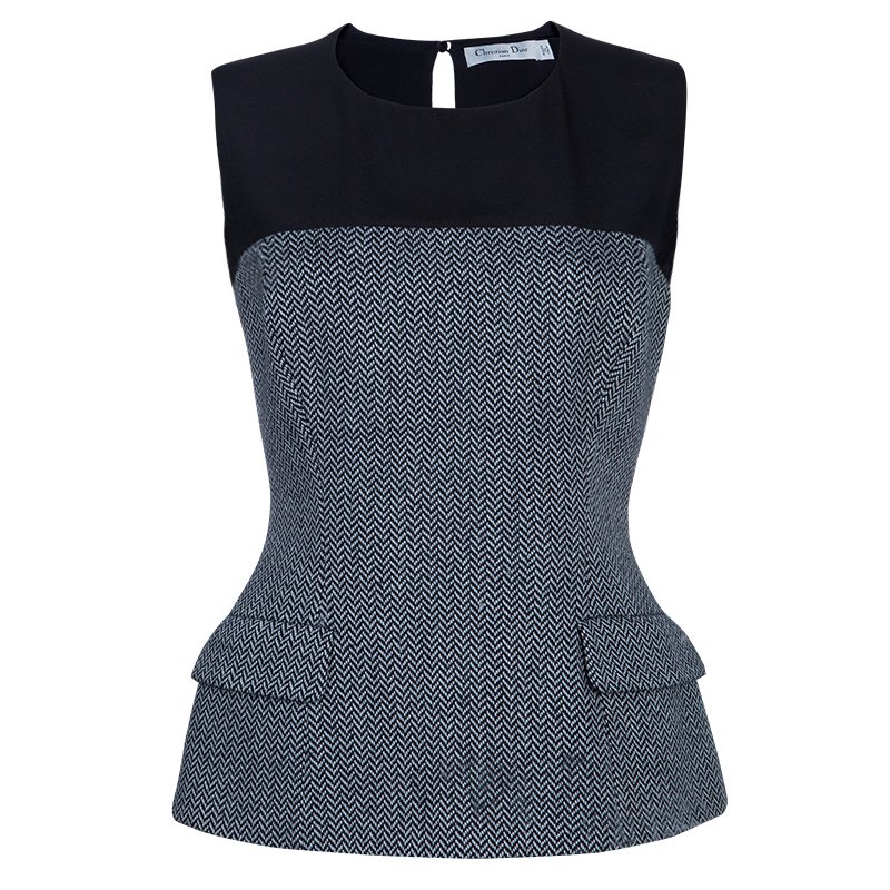Dior Grey Sleeveless Wool Top M