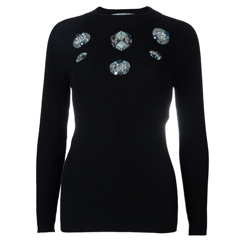 Dior Black Embellished Sweater M