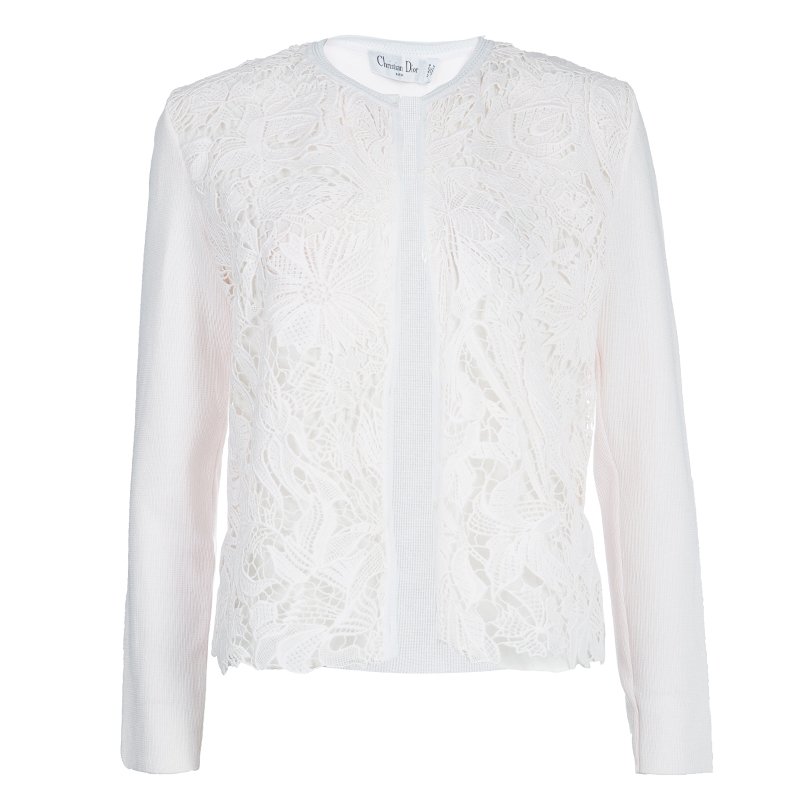 Dior Blush Pink Lace Overlay Cardigan S