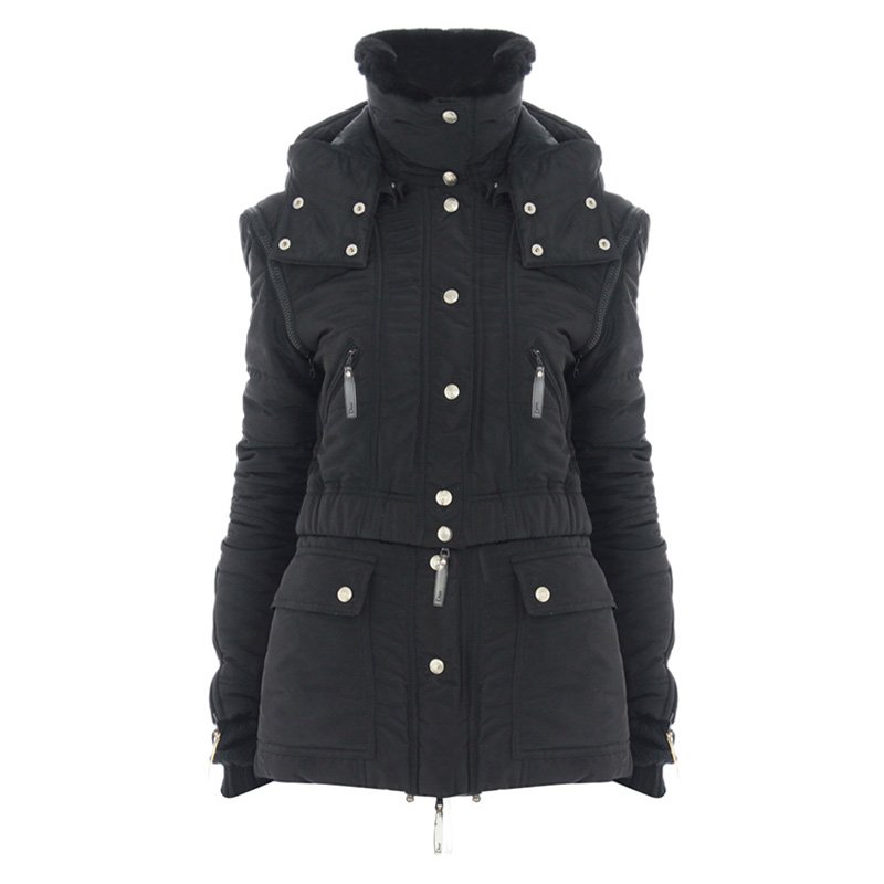Pre Owned Dior Black Rabbit Fur Down Jacket S