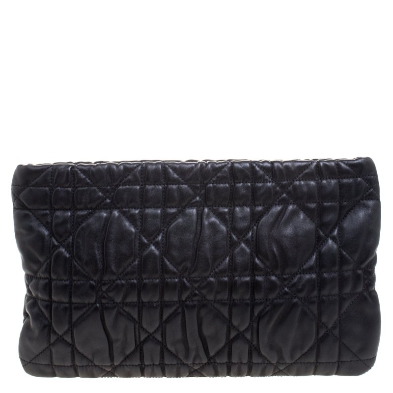 Pre Owned Dior Black Cannage Quilted Leather Clutch