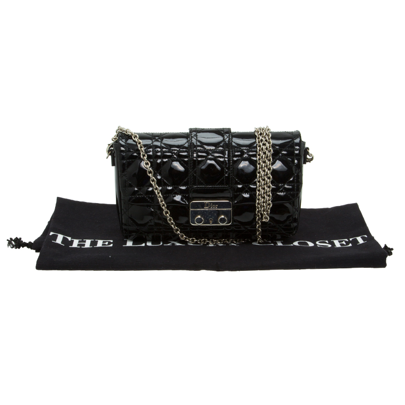 Dior Black Patent Leather New Lock Chain Clutch Bag Dior Black Patent Leather New Lock Chain Clutch Bag