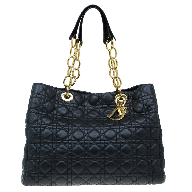 Dior Black Quilted Cannage Lambskin Dior Soft Shopping Tote Dior | The ...