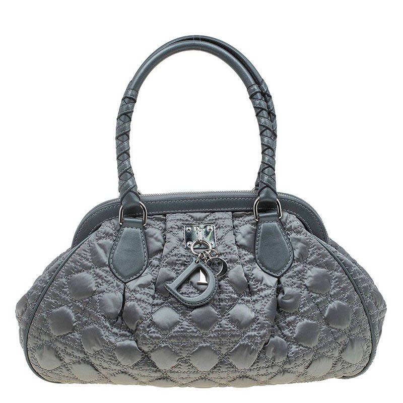 Dior Metallic Green Cannage Quilted Satin Charming Doctor Bag Dior TLC