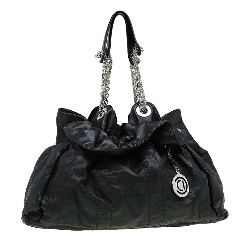 Pre Owned Dior Black Quilted Cannage Leather Le Trente Hobo