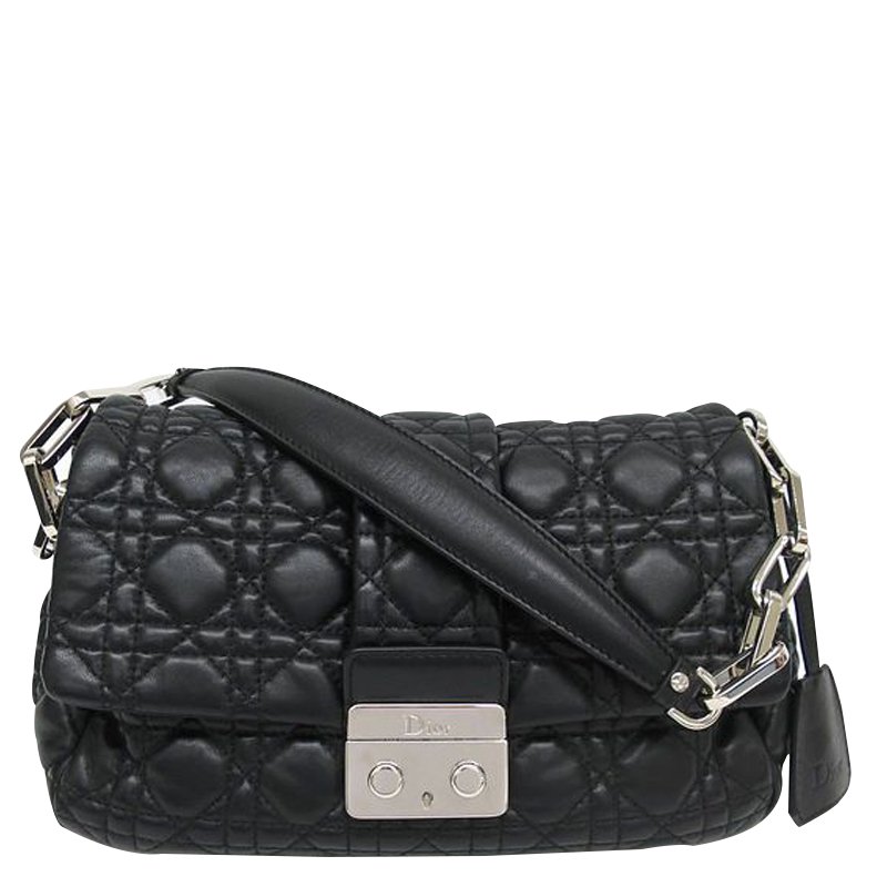 Dior Black Cannage Quilted Lambskin New Lock Flap Shoulder Bag