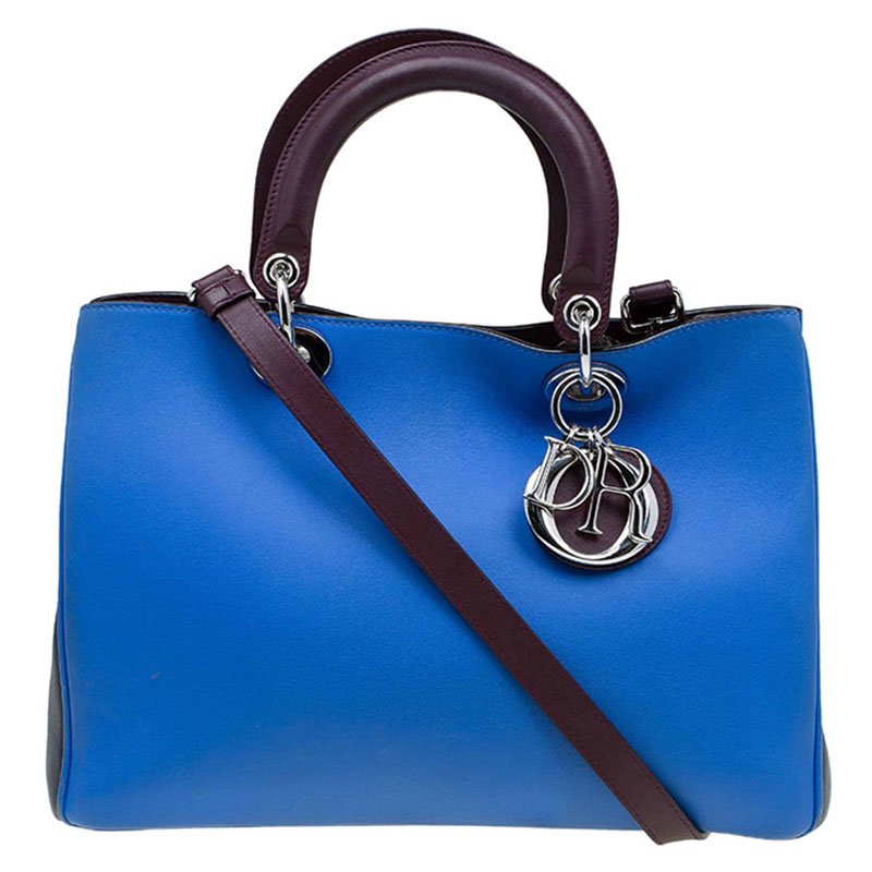 مملوكة مسبقًا حقيبة يد ديور شوبر ديوريسيمو متوسطة جلد ثلاثية اللون
