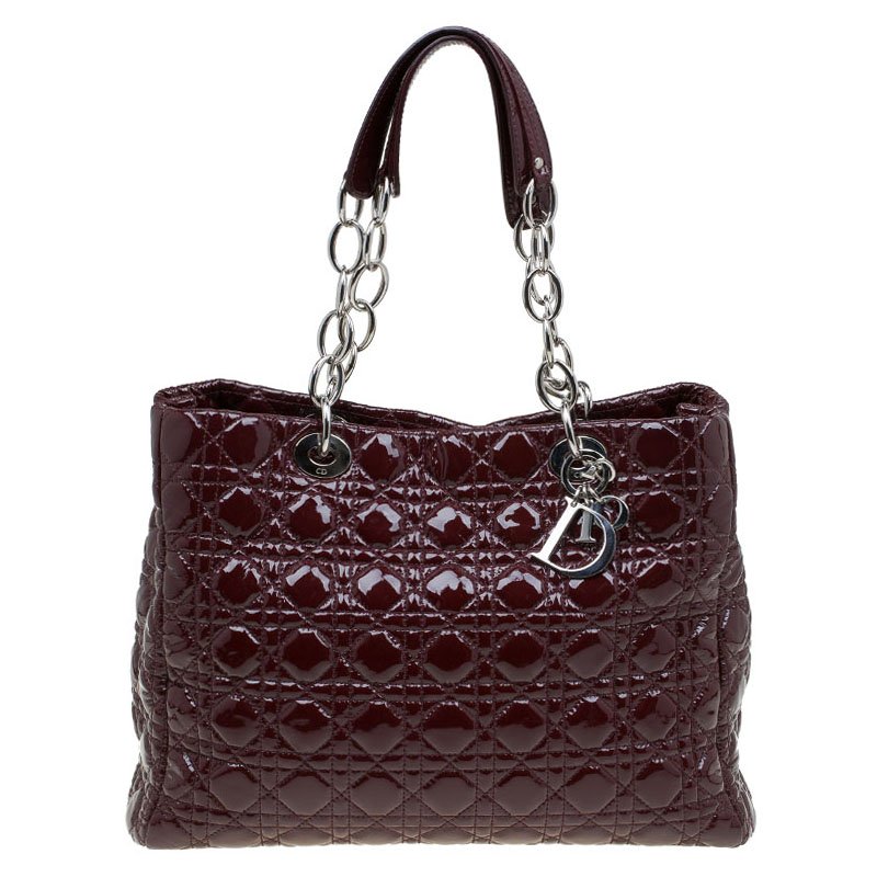 Dior Burgundy Cannage Quilted Patent Leather Large Shopping Tote Dior | TLC
