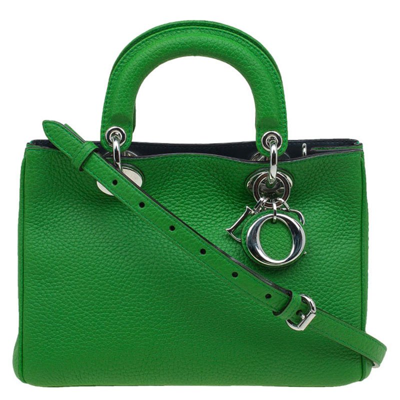 Pre Owned Dior Green Pebbled Leather Mini Diorissimo Tote