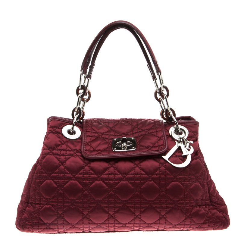 Dior Burgundy Cannage Quilted Satin Charming Lock Tote Dior | TLC