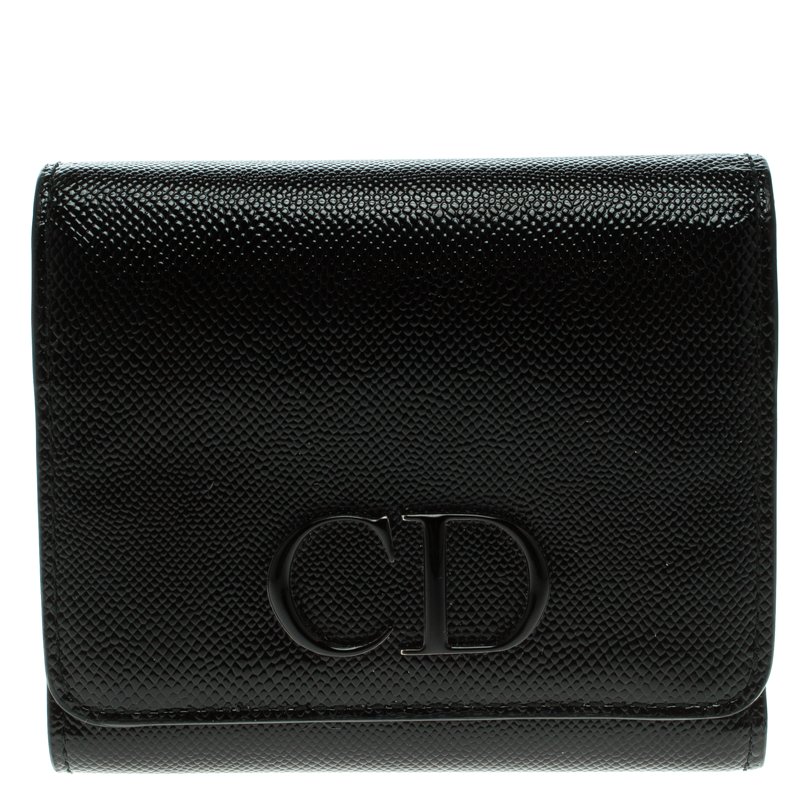 Dior Black Patent Leather Mania Compact Wallet