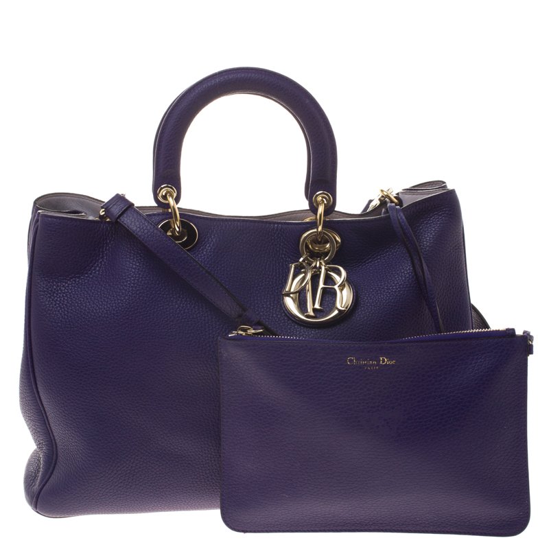 مملوك ة مسبقًا Dior Purple Leather Large Diorissimo Shopper Tote