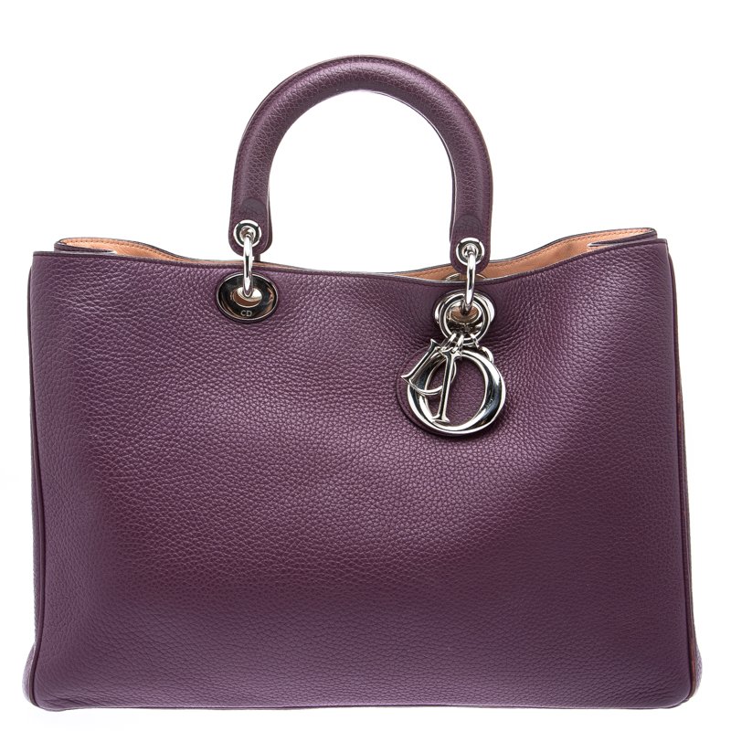 مملوكة مسبقًا Dior Burgundy Leather Large Diorissimo Shopper Tote