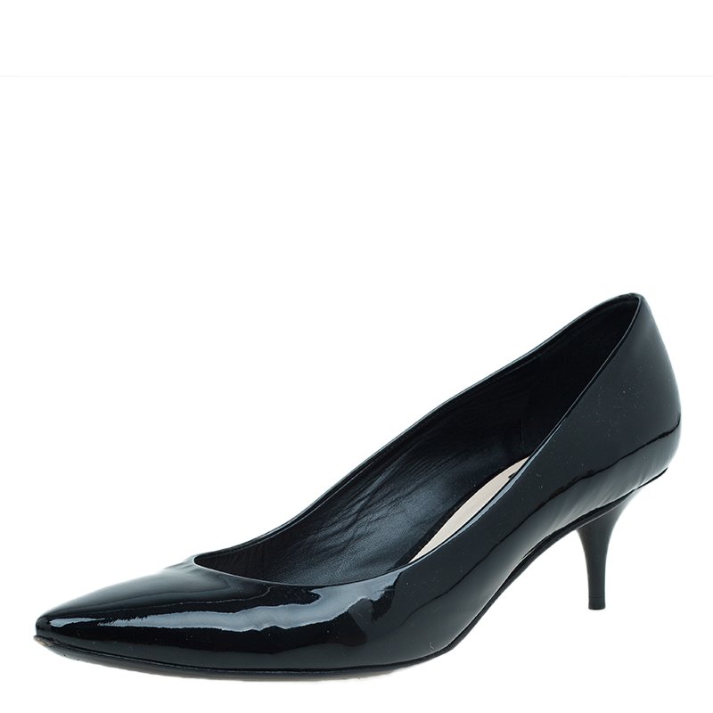 black patent leather kitten heels