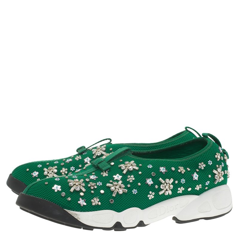 Dior Green Mesh Fusion Embellished Sneakers Size 41 Dior | TLC