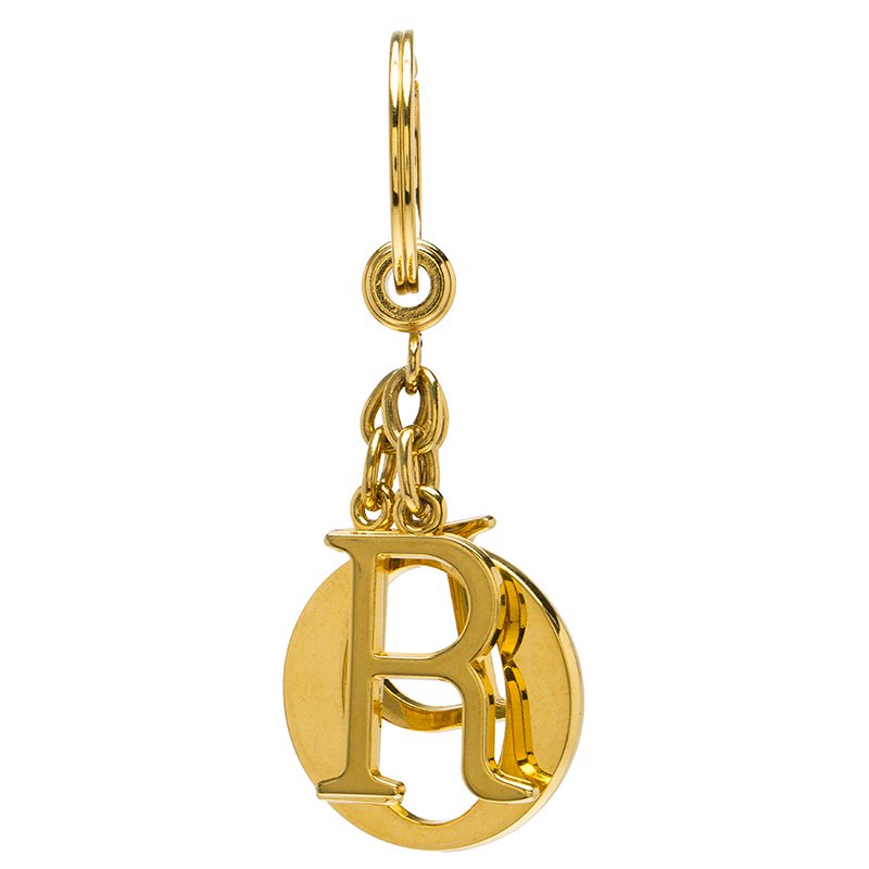 Dior Logo Charm Gold Tone Key Ring