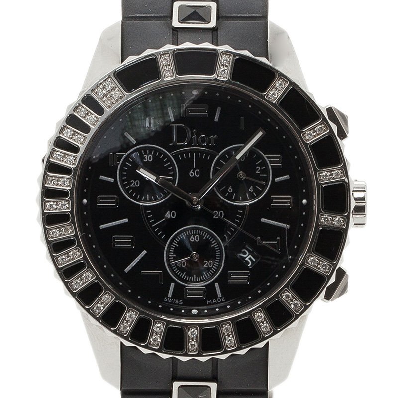 Dior Black Stainless Steel Christal Women's Wristwatch 38MM