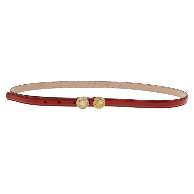 مملوكة مسبقًا حزام سكيني دولتشي أند غا بانا سينتورا جلد أحمر مقاس 90 سم