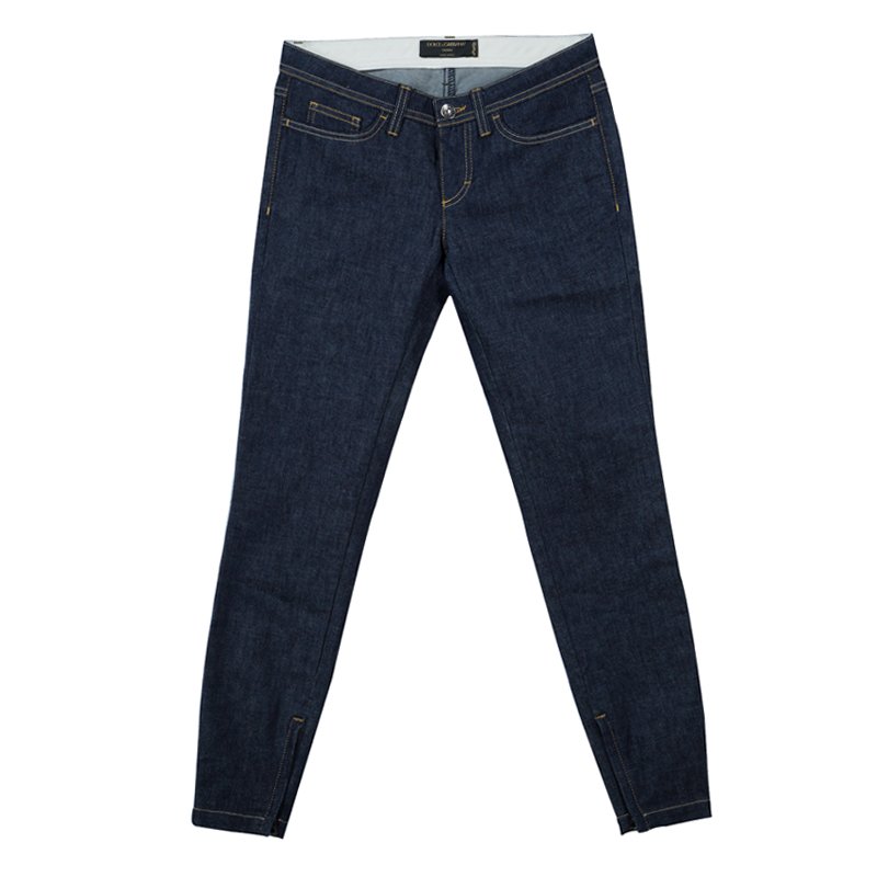 مملوكة مسبقًا بنطلون جينزدولتشي أند غابانا سكيني بريتي كحلي بسحاب مزين XS