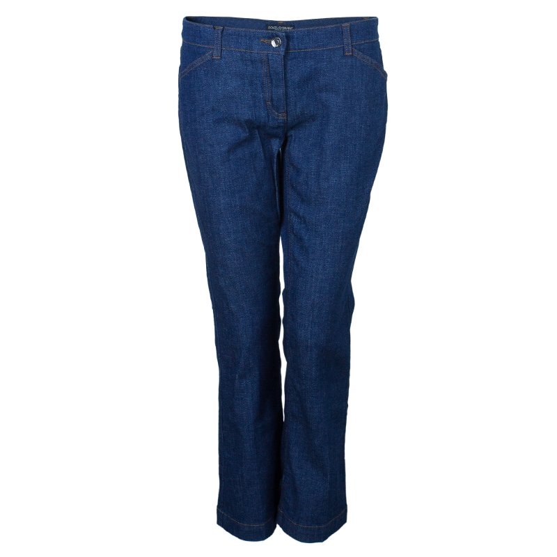 Pre Owned Dolce And Gabbana Wide Leg Denim Jeans M