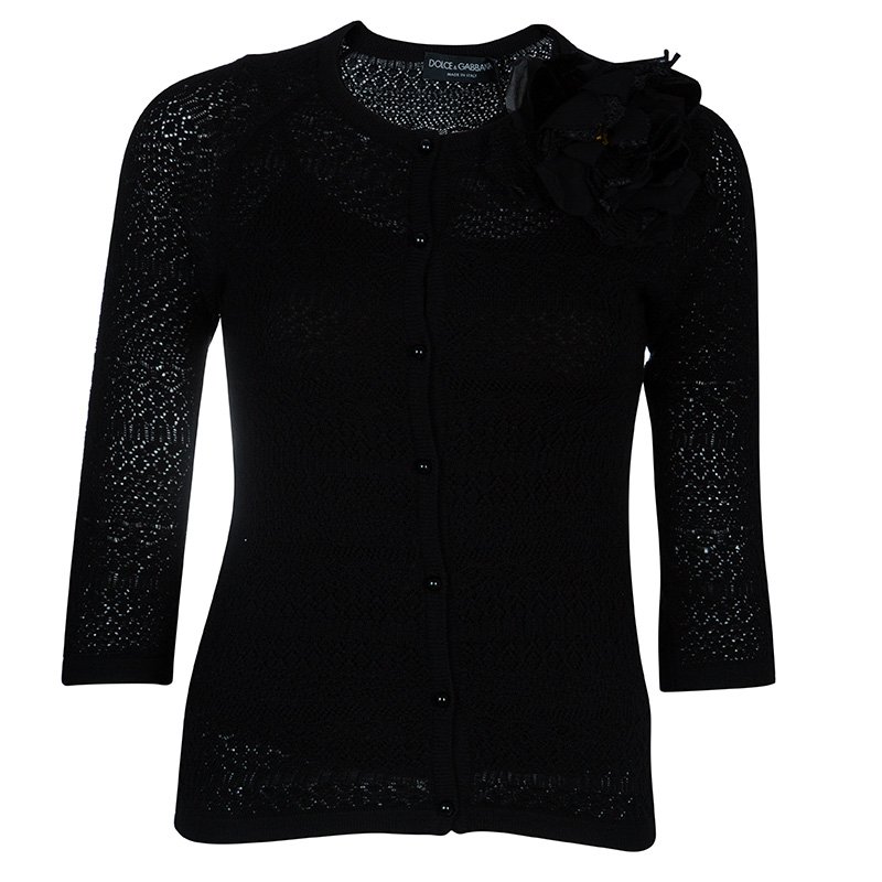 Pre Owned Dolce And Gabbana Black Knit Cardigan S