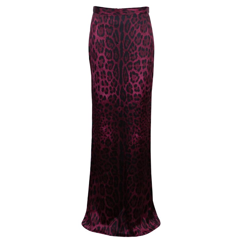 مملوكة مسبقًا Dolce and Gabbana Purple Leopard Print Maxi Skirt M