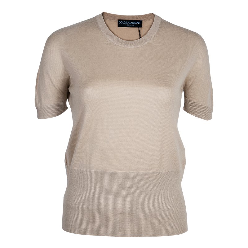 Pre Owned توب دولتشي أند غابانا بأكمام قصيرة تريكو بيج M