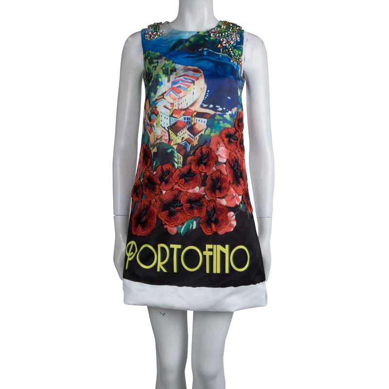 Dolce and Gabbana Hand Embroidered Embellished Portofino Shift Dress S Dolce  & Gabbana | TLC