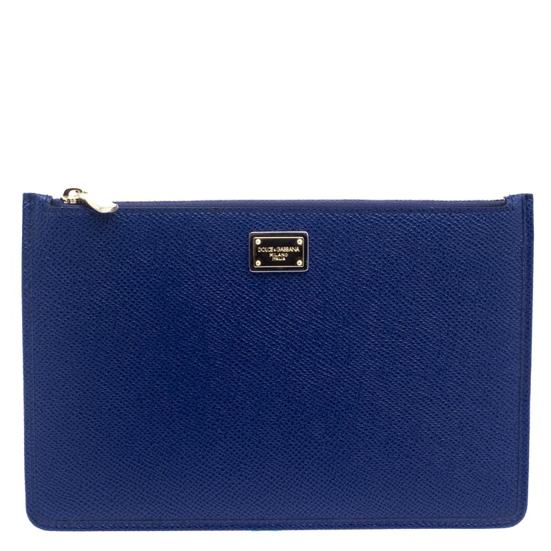 مملوكة مسبقًا Dolce and Gabbana Indigo Leather Clutch