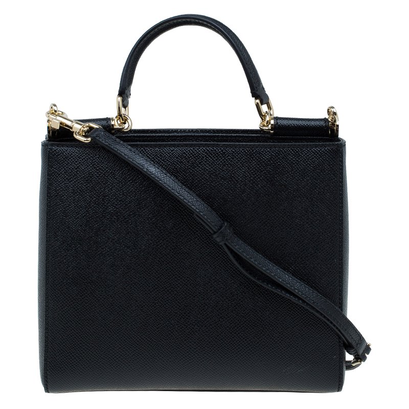 Pre Owned حقيبة دولتشي أند غابانا شوبر ميس سيسيلي صغيرة جلد أسود