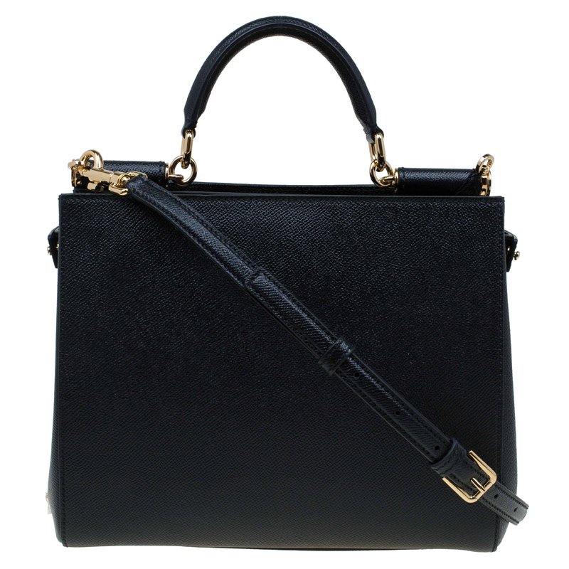 Pre Owned حقيبة يد دولتشي آند غابانا شوبر ميس سيسيلي جلد سوداء متوسطة