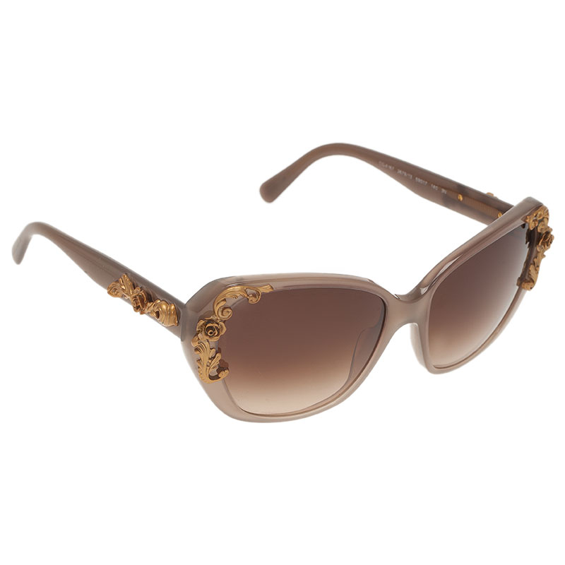 Pre Owned Dolce and Gabbana Beige Sicilian Baroque Sunglasses