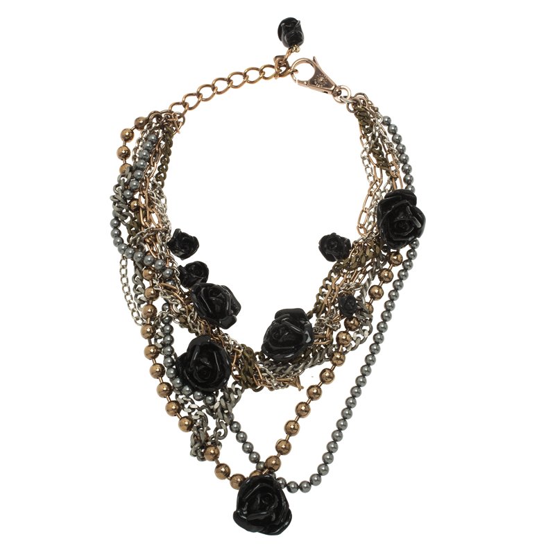 مملوكة مسبقًا Dolce and Gabbana Flowers Beads and Chains Necklace