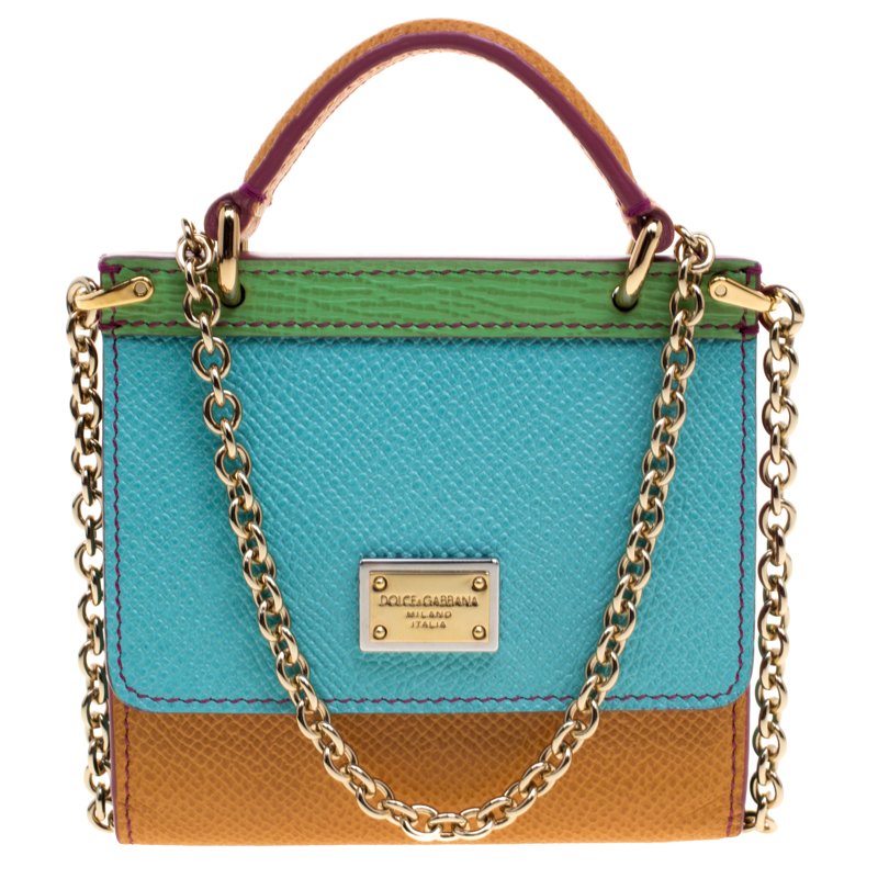 Pre Owned حقيبة إكسسوارات دولتشي أند غابانا مايكرو سيسيلي جلد متعددة الألوان