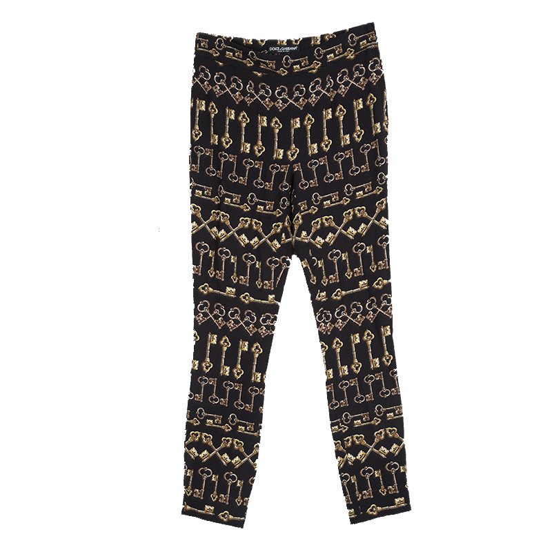  Dolce and Gabbana Black Key Print Slim Fit Pants XS