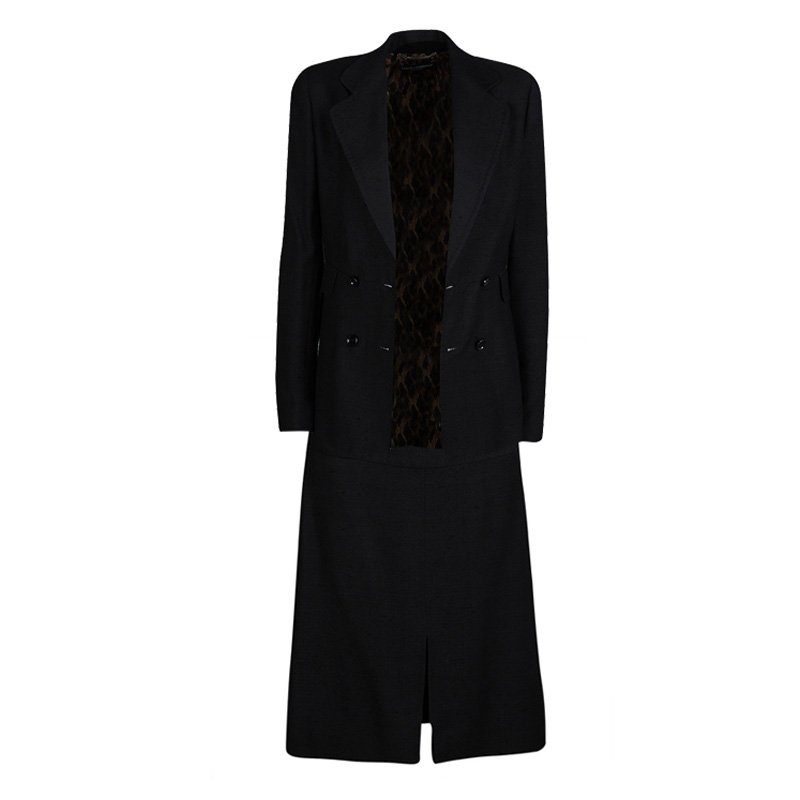 Dolce and Gabbana Black Textured Skirt Suit M
