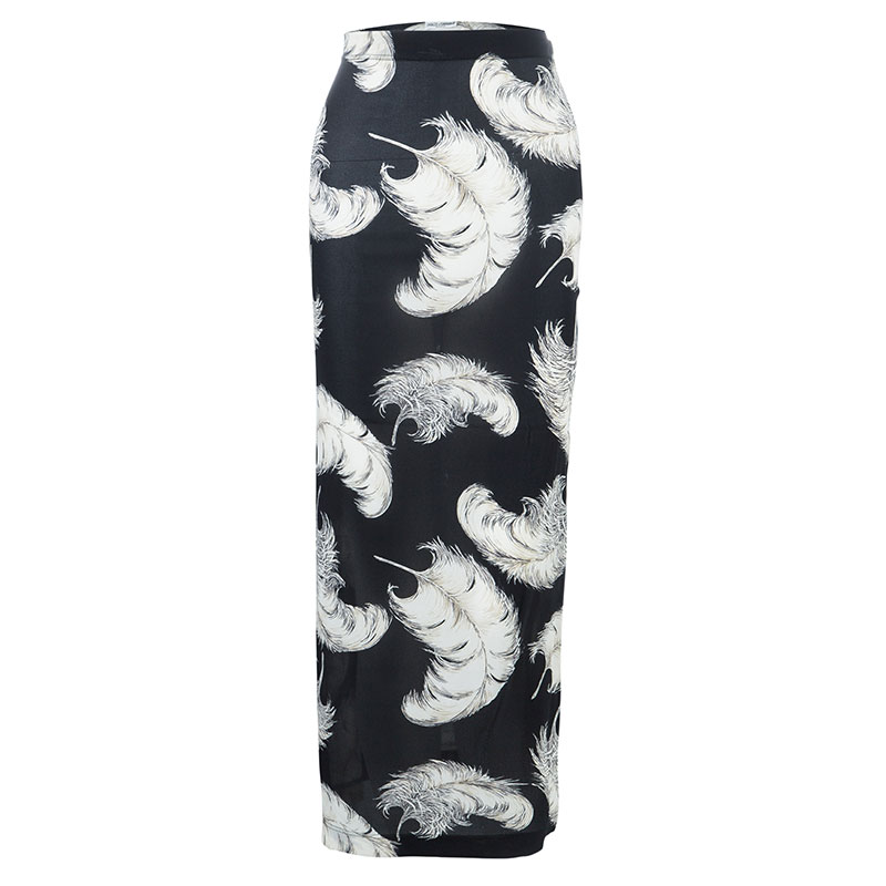 مملوكة مسبقًا Dolce and Gabbana Feather Print Maxi Skirt S