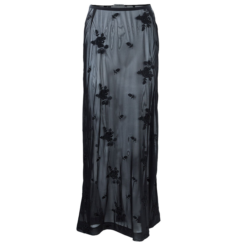 Pre Owned تنورة دولتشي أند غابانا شبكة موردة سوداء M