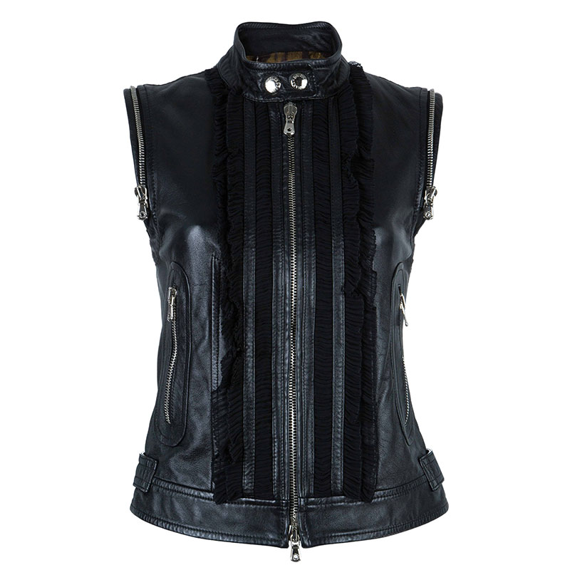 مملوكة مسبقًا جاكيت دولتشي أند غابانا أسود بدون أكمام S